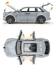 Колекційна металева модель автомобіля АвтоЕксперт Rolls-Royce Cullinan Black Badge з інерцією, світлом та звуком 1:32 - мініатюра 9