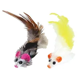Іграшка для котів CattyMan Feather Mouse з натуральним пір'ям реалістичний дизайн 10 см