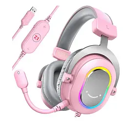 Ігрові навушники з мікрофоном Fifine H-6P RGB USB 7.1 Pink