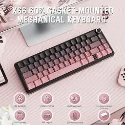 Ігрова механічна клавіатура Attack Shark X66 / 60% / Три режими підключення / Strawberry Switch / Pink - мініатюра 2