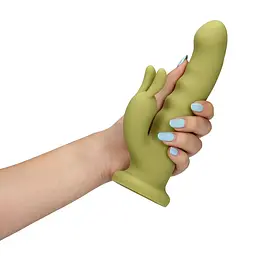 Вібратор-кролик Loveline Ultra Soft Silicone Rotating зелений - мініатюра 9