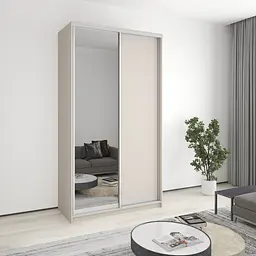Шафа-купе дводверна MebelStar Стандарт AL ДСП/Дзеркало 130x45x240 см Кашемір (MBS-3693)