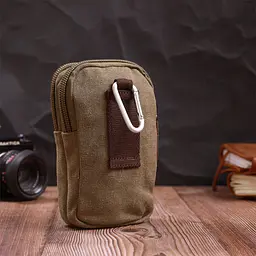Компактна сумка-чохол на пояс із металевим карабіном із текстилю Vintage 22224 оливковий - мініатюра 10