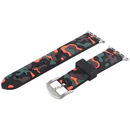 Ремінець Creasted для годинника Apple Watch 42 мм 44 мм силіконовий з пряжкою, Camouflage with orange