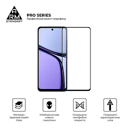 Захисне скло на Realme C65 4G з олеофобним покриттям, Pro, повне проклеювання, антистатичний і пиловідштовхуючий шар, 9H, самоклеючеся, 2.5D, на весь екран, антистатичний клей, ArmorStandart (ARM77901) - мініатюра 2