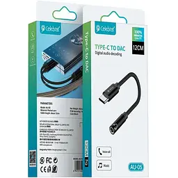 Кабель Celebrat AU-03 Type-C-3.5mm Black - мініатюра 2