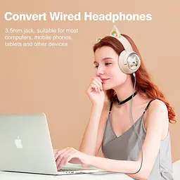 Бездротові ігрові навушники з вушками Onikuma B5 Bluetooth гарнітура з мікрофоном і RGB підсвічуванням Beige (19239) - мініатюра 9