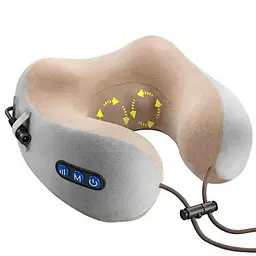 Масажер-подушка U-Shaped Pillow масажер для шиї спини USB Бежевий