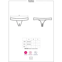 Мереживні танга з доступом Obsessive Contica crothchles Thong L/XL, чорні - мініатюра 7