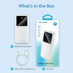 Універсальна мобільна батарея Vention 10000mAh PD QC 3.0 White (FHKW0) - мініатюра 4