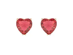 Сережки Xuping пусети M&L 18K "Малинові кристальні серця" 9х9мм 303596