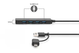 Розгалужувач USB-хаб USB-A/C 3.0 DIGITUS USB - 4 USB 0.2m - мініатюра 5