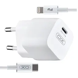МЗП XO CE01 EU 20W PD Fast Charger Lightning cable White