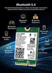 Мережева карта Intel Wi-Fi 7 BE200 NGW модуль тридіапазонний адаптер Bluetooth для ПД / Ноутбука (19124) - мініатюра 5