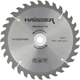 Диск пильний по дереву Haisser 190х30 мм 32Т (16464)