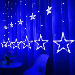 Гірлянда світлодіодна Star Curtain 4.2 м 100 LED, штора зорі синя, новорічна бахрома для дому - мініатюра 2