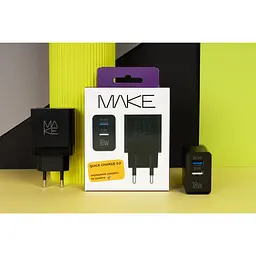 Зарядний пристрій Make 18 W QC 3.0 + 2.4 A Black - мініатюра 2