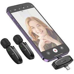 Петличний бездротовий мікрофон Hoco L15 Dual-mic clip-on wireless digital (Lightning/Type-C) Black - мініатюра 6