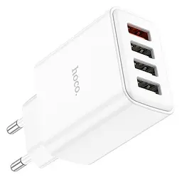 Адаптер мережевий HOCO Fuerza four-port charger C102A 4USB 28.5W блок білий - мініатюра 2