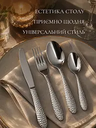 Набір столових приборів 24 предмети на 6 персон із нержавіючої сталі, ложки виделки ножі (49676238) - мініатюра 9