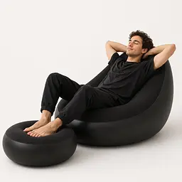 Надувний диван з пуфом Air Sofa / Надувне велюрове крісло з пуфом + насос Чорний - мініатюра 4