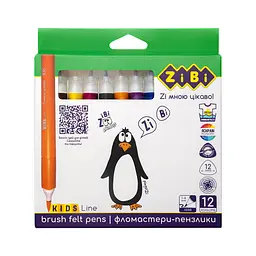 Фломастери брашеві ZiBi Jumbo Kids Line 12 кольорів