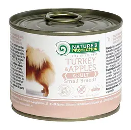 Вологий корм для собак малих порід з індичкою Nature's Protection Adult Small Breeds Turkey&Apples 200 г