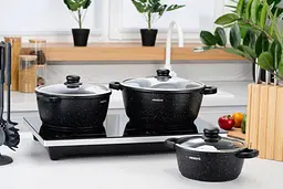 Каструля Ardesto зі скляною кришкою Gemini Anzio 4.4л алюміній чорний kuh0014757 - мініатюра 6