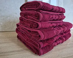 Набір турецьких махрових рушників Cestepe 50х90 3 штуки + 70х140 3 штуки Bamboo Cicek Bordo - мініатюра 2