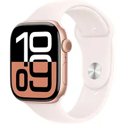 Смарт-годинник Apple Watch Series 10 GPS 46mm Rose Gold Aluminum Case with Light Blush Sport Band S/M (MWWT3) [114972]