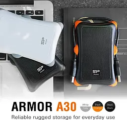 Зовнішній жорсткий диск Silicon Power портативний USB 3.2 1 TB Armor A30 чорно-помаранчевий - мініатюра 6