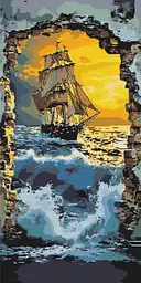 Алмазна мозаїка/вишивка Корабель у морі 40*80 см Орігамі OD 5119