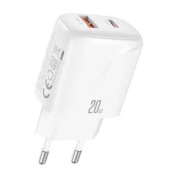 Зарядний пристрій XO 1xUSB-C PD20W + 1xUSB QC3.0 White (L158.white) - мініатюра 5