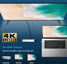 Універсальний концентратор USB для MacBook на 8-Port USB TypeC 3.0 Mini Hub SD, TF, RJ 45 - мініатюра 7
