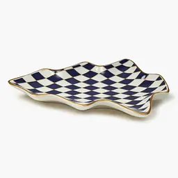 Тарілка сервірувальна MBM HOME Graphic Ritual 215х175х23 мм синє-біла (KP-157 BLUE/WHITE) - мініатюра 2