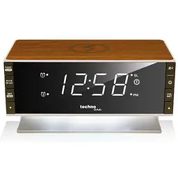 Годинник настільний з радіо Technoline WT487 Wireless Mobile Charging White/Brown (WT487) - мініатюра 3