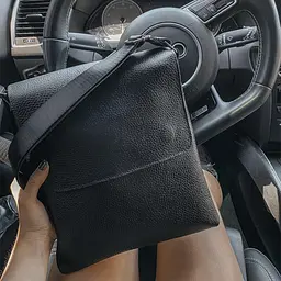 Сумка чоловіча шкіряна Handycover S248 чорна з клапаном - мініатюра 8