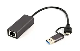 Мережевий адаптер USB 3.1 / Type-C - Ethernet, 10/1000 Мбіт/с, Grey Cablexpert teh0024068 - мініатюра 2