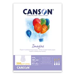 Склейка паперу CansonImagine (mix media А3 200 г/м2 50 аркушів натуральний білий гладкий  