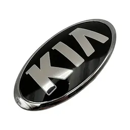 Емблема Kia OLD TYPE 120х60 мм Чорний обід Хром Пластик на скотчі (OEM: 86320-1w250 / 863183R500 / 863201W250) - мініатюра 5