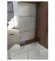 Шафка навісна ПіК Базис Wood з дзеркалом на фасадах 60 см 30412 - мініатюра 2