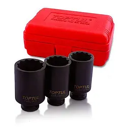 Комплект ударних головок довгих для ступичних гайок 1/2" Toptul hoz0007650 - мініатюра 4