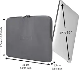 Чохол для ноутбука Tucano 15"/16" Today Sleeve Grey (BFTO1516-G) - мініатюра 3