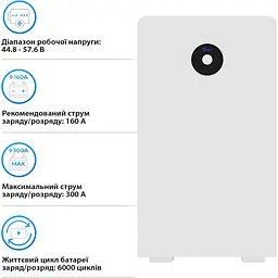 Акумулятор Deye LiFePO4 48V (51.2V/314Ah/16076Wh) (RW-F16) [151130] - мініатюра 6