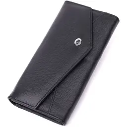 Шкіряний жіночий гаманець з геометричним клапаном ST Leather 22546 чорний - мініатюра 1