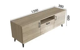 Тумба Лестер на конусних ніжках Ferrum-decor 48x139x38 Чорний метал ДСП Дуб Сонома 16 мм (FRD-106804) - мініатюра 3