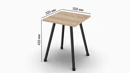 Табурет Ferrum-decor 430x320x320 Чорний метал ДСП Дуб Сонома 16 мм (FRD-104640) - мініатюра 3