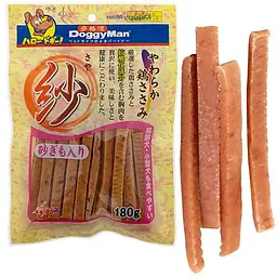 Ласощі для собак DoggyMan Soft Chicken Strip Gizzard курячі палички з курячими шлунками 0.18кг