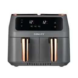 Аерогриль-фритюрниця SOKANY SK-ZG-8030 на 8 літрів 2 контейнери з таймером, сірий
