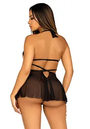 Пеньюар Leg Avenue Lace and mesh babydoll & panty Black M - мініатюра 2